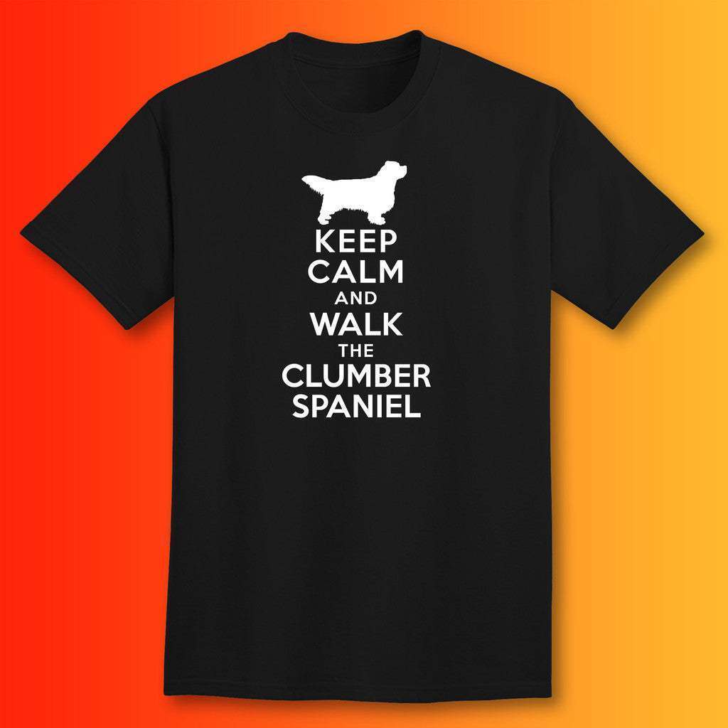 Keep Calm and Walk The Clumber Spaniel T-Shirt Black