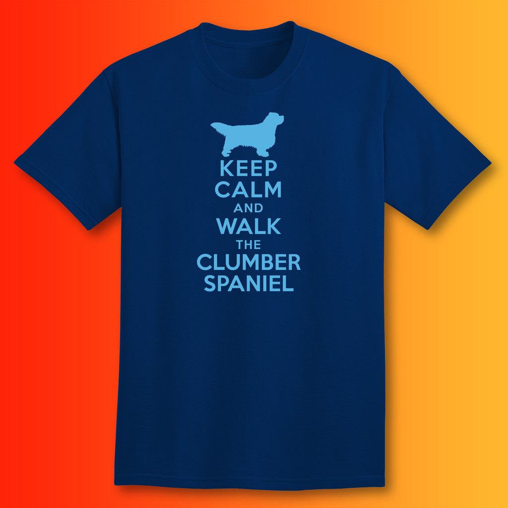 Keep Calm and Walk The Clumber Spaniel T-Shirt Navy