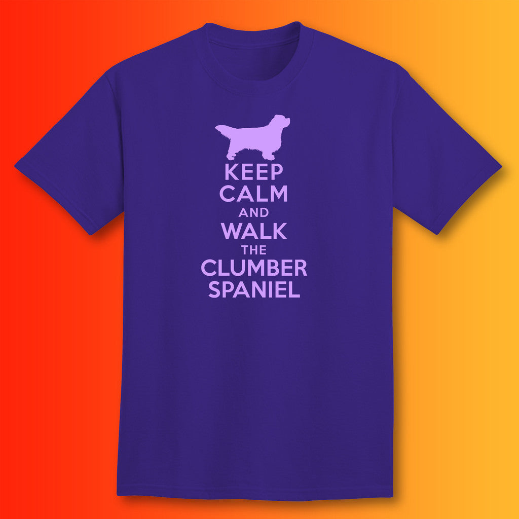 Keep Calm and Walk The Clumber Spaniel T-Shirt Purple