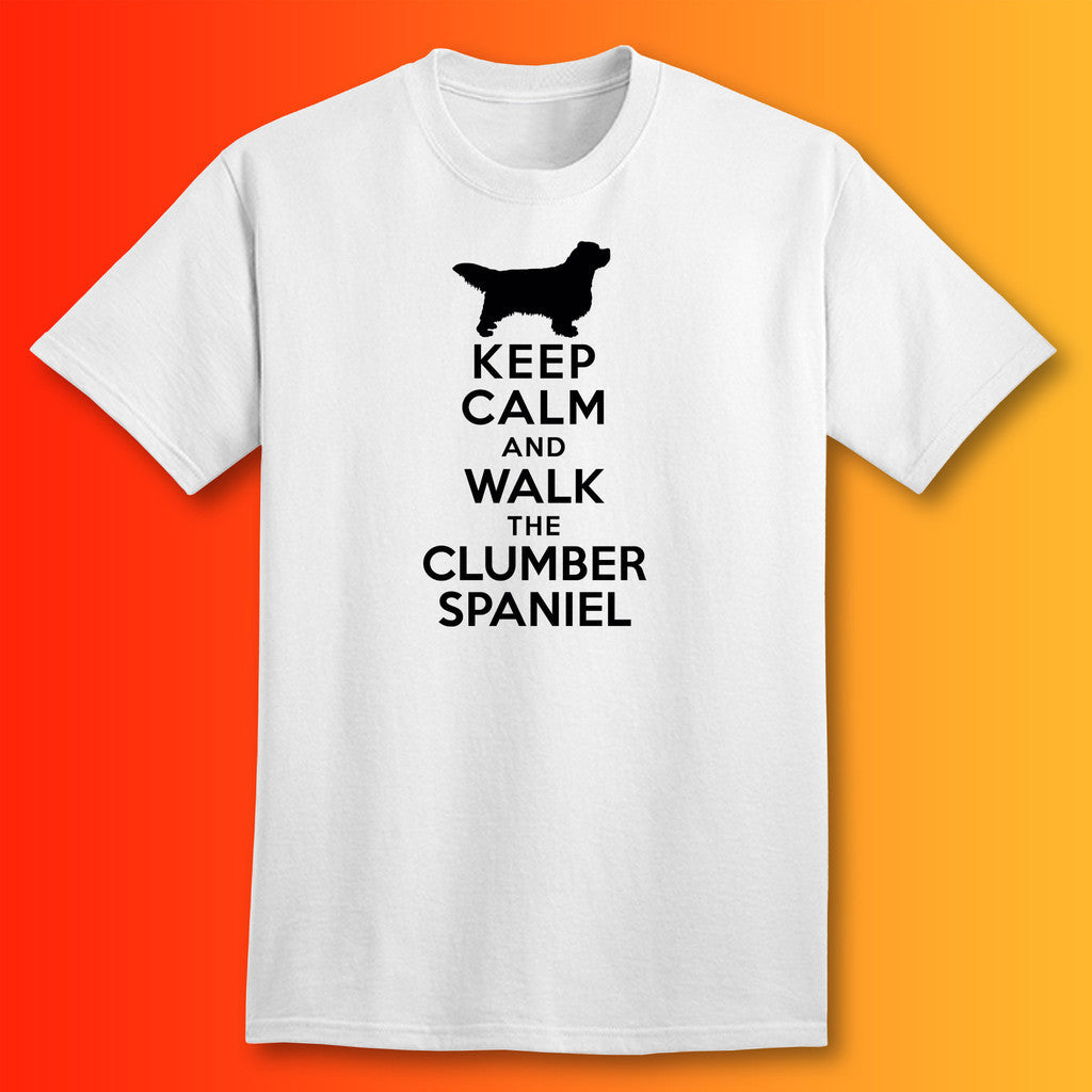 Keep Calm and Walk The Clumber Spaniel T-Shirt White