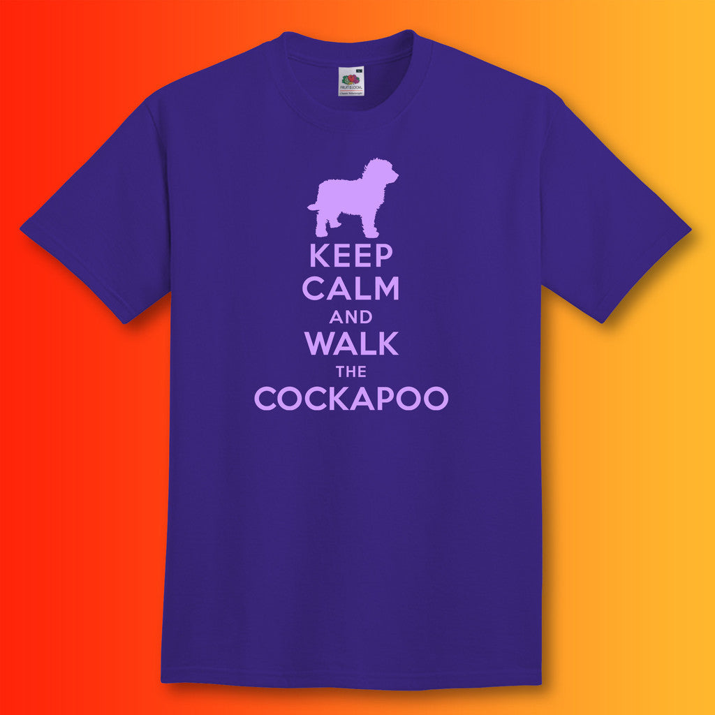 Keep Calm and Walk The Cockapoo T-Shirt Purple