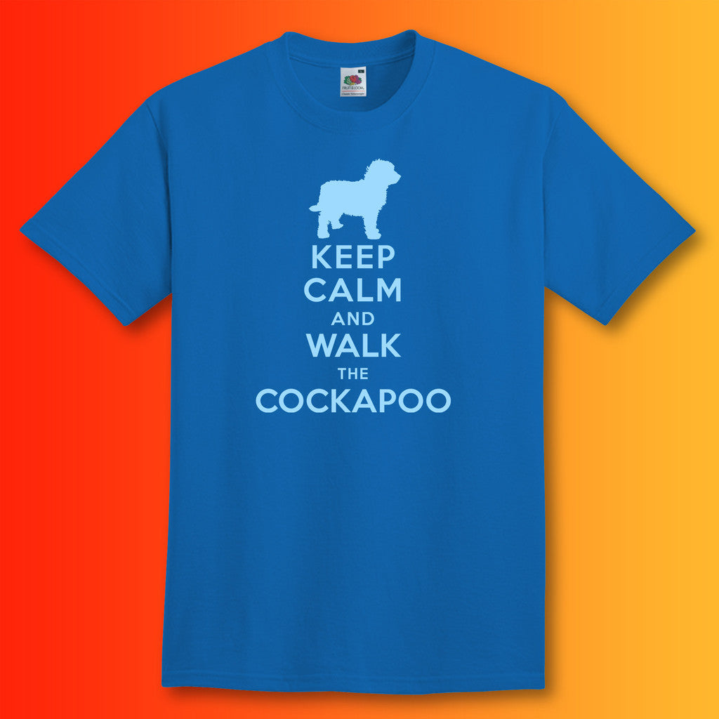 Keep Calm and Walk The Cockapoo T-Shirt Royal Blue