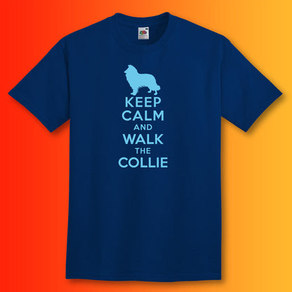 Keep Calm and Walk The Collie T-Shirt Navy