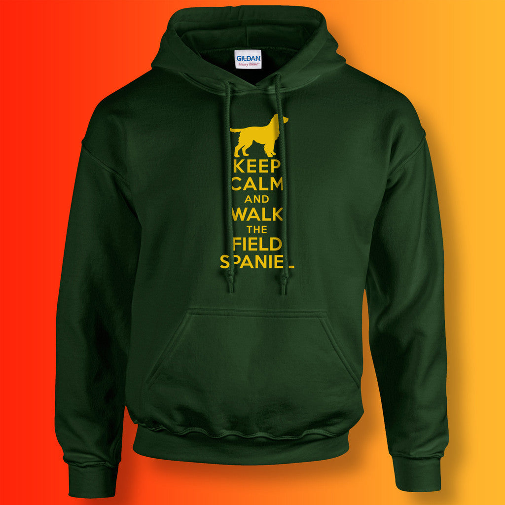 Keep Calm and Walk The Field Spaniel Hoodie Forest Green