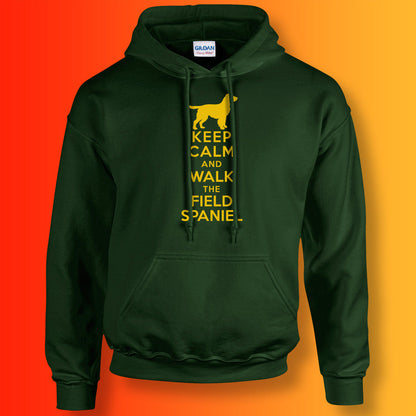 Keep Calm and Walk The Field Spaniel Hoodie Forest Green