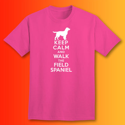 Keep Calm and Walk The Field Spaniel T-Shirt Fuchsia