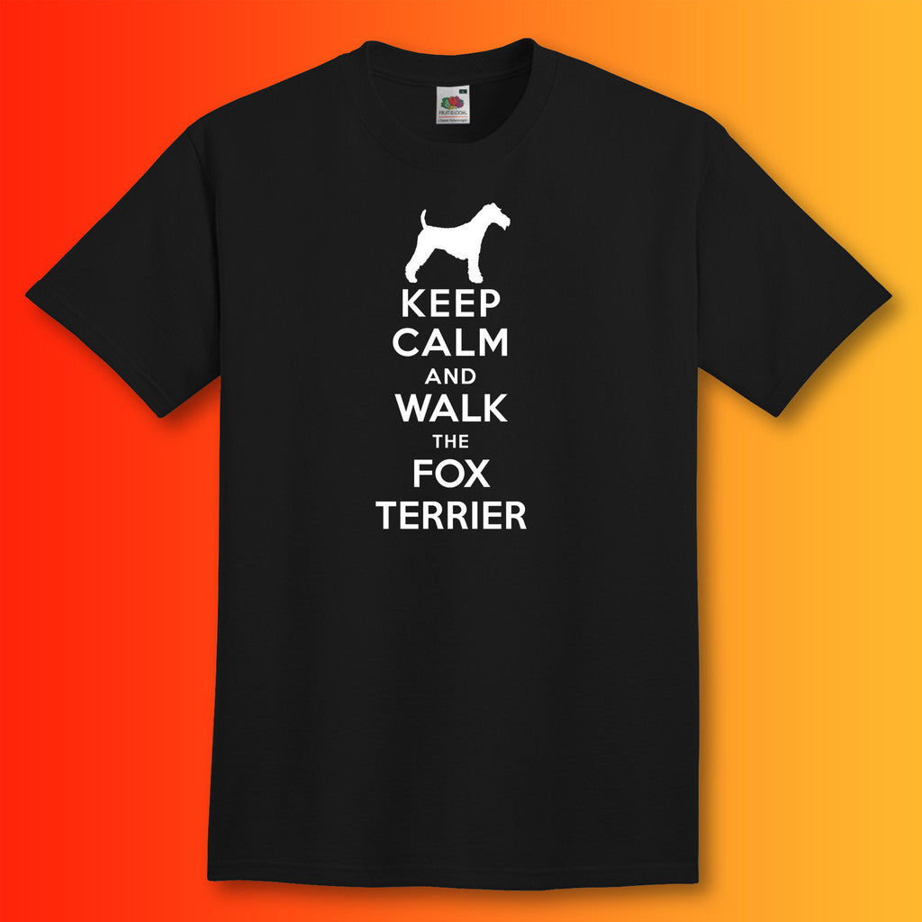 Keep Calm and Walk The Fox Terrier T-Shirt Black