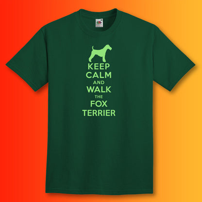Keep Calm and Walk The Fox Terrier T-Shirt Bottle Green