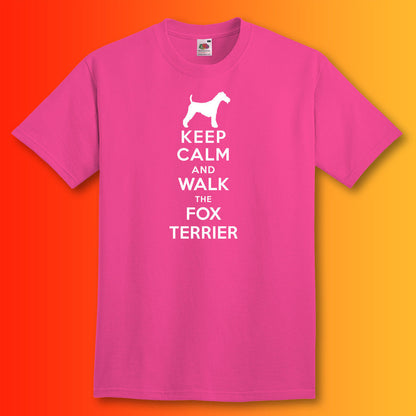 Keep Calm and Walk The Fox Terrier T-Shirt Fuchsia
