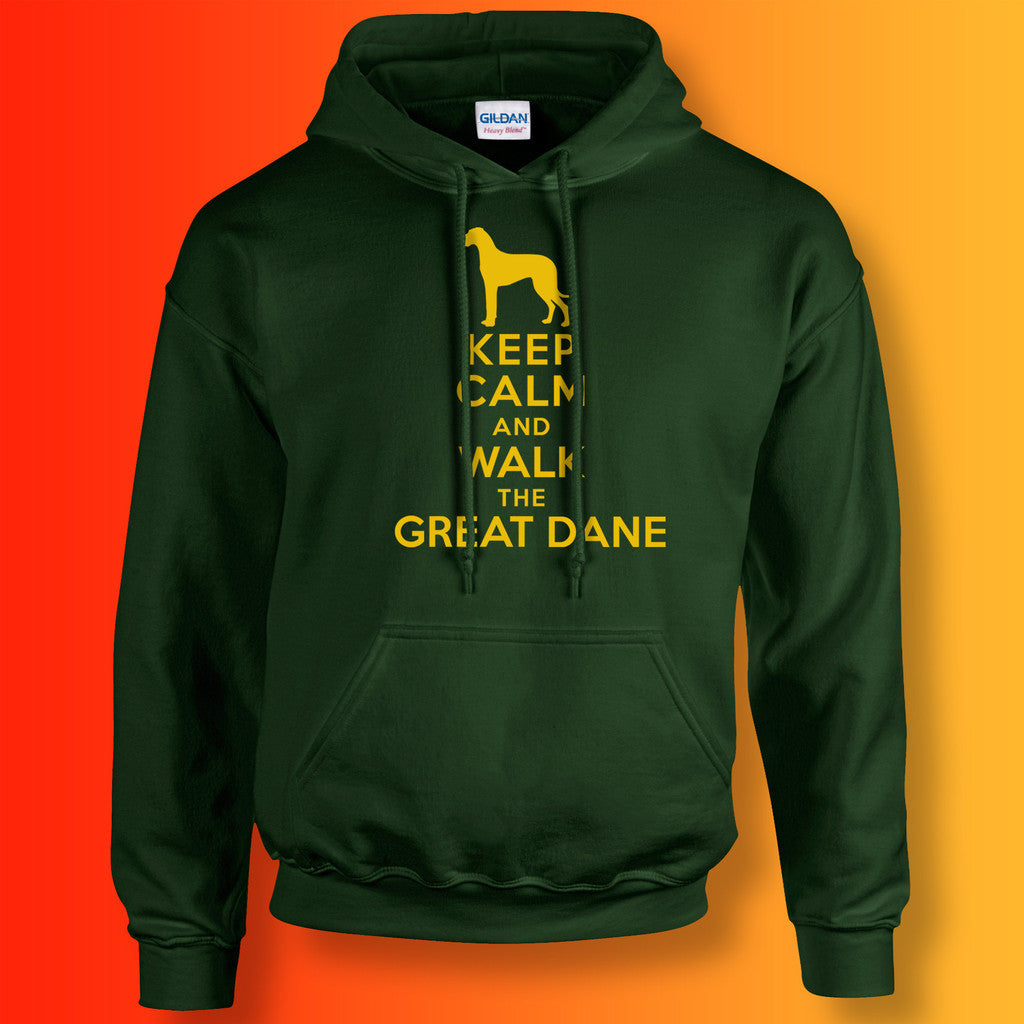 Keep Calm and Walk The Great Dane Hoodie Forest Green