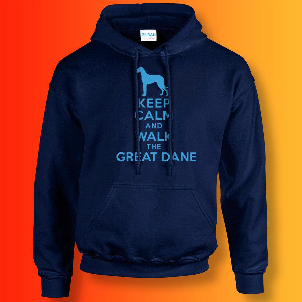 Keep Calm and Walk The Great Dane Hoodie Navy