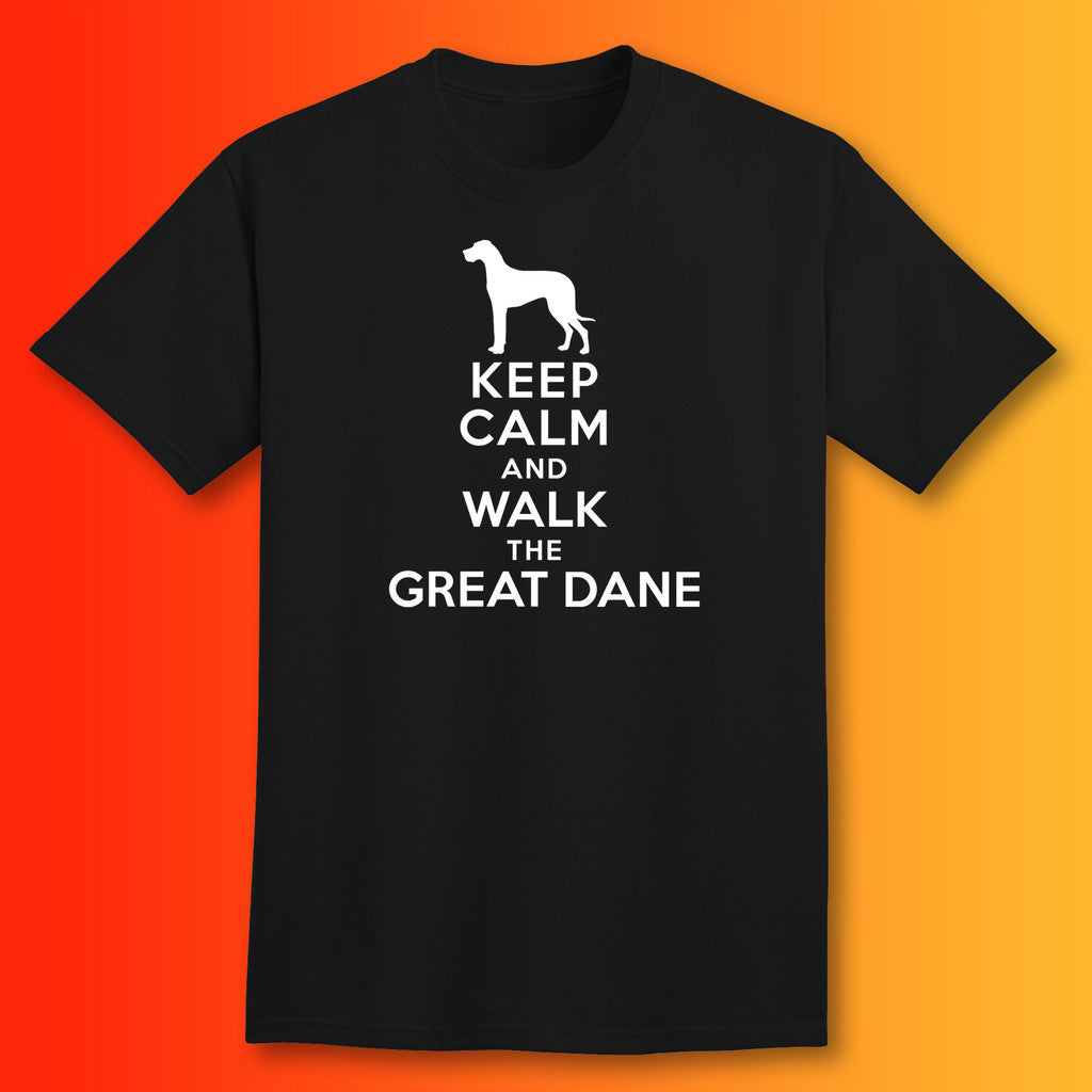 Keep Calm and Walk The Great Dane T-Shirt Black