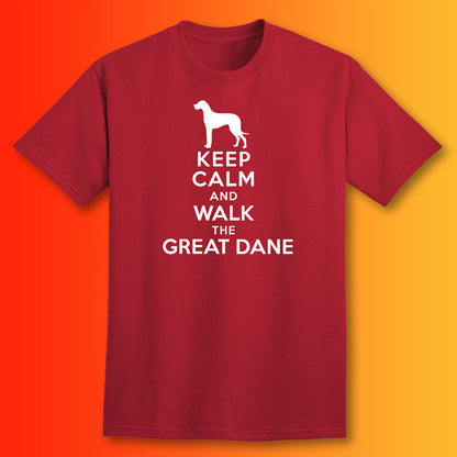Keep Calm and Walk The Great Dane T-Shirt Brick Red