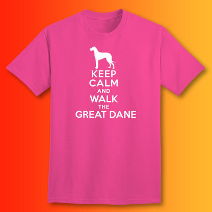 Keep Calm and Walk The Great Dane T-Shirt Fuchsia