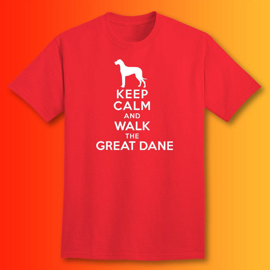 Keep Calm and Walk The Great Dane T-Shirt Red