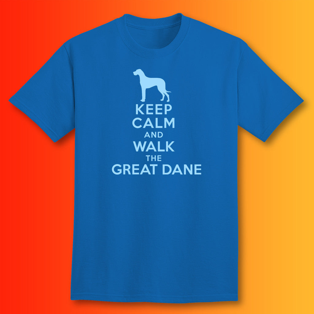 Keep Calm and Walk The Great Dane T-Shirt Royal Blue