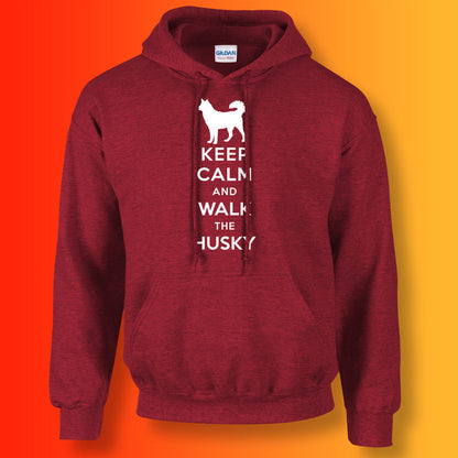 Keep Calm and Walk The Husky Hoodie Antique Cherry