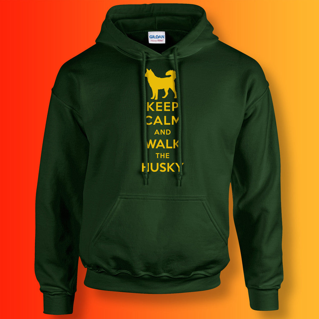 Keep Calm and Walk The Husky Hoodie Forest Green