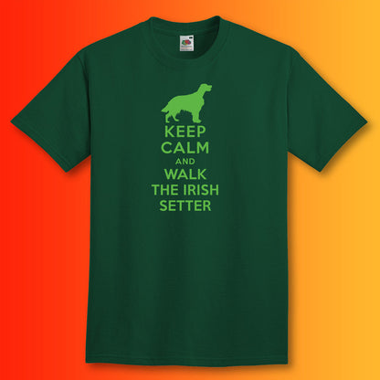 Keep Calm and Walk The Irish Setter T-Shirt Bottle Green