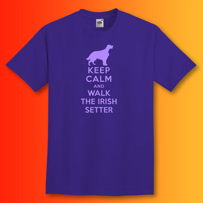 Keep Calm and Walk The Irish Setter T-Shirt Purple