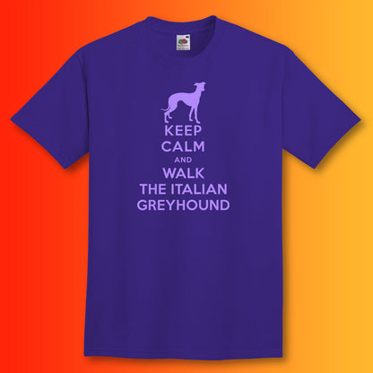 Keep Calm and Walk The Italian Greyhound T-Shirt Purple