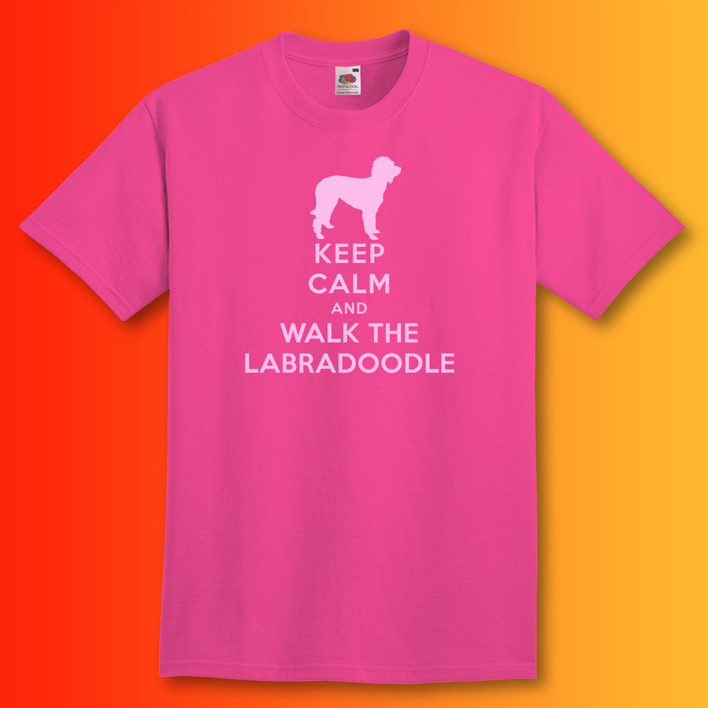Keep Calm and Walk The Labradoodle T-Shirt Fuchsia
