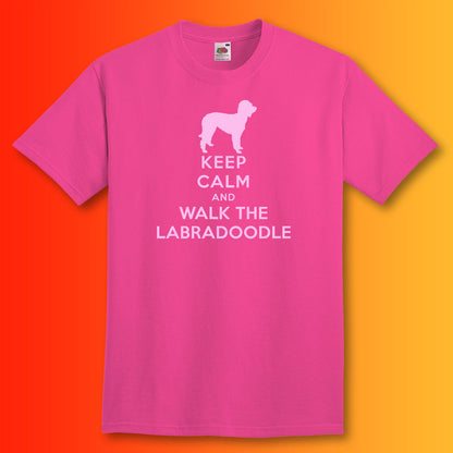 Keep Calm and Walk The Labradoodle T-Shirt Fuchsia