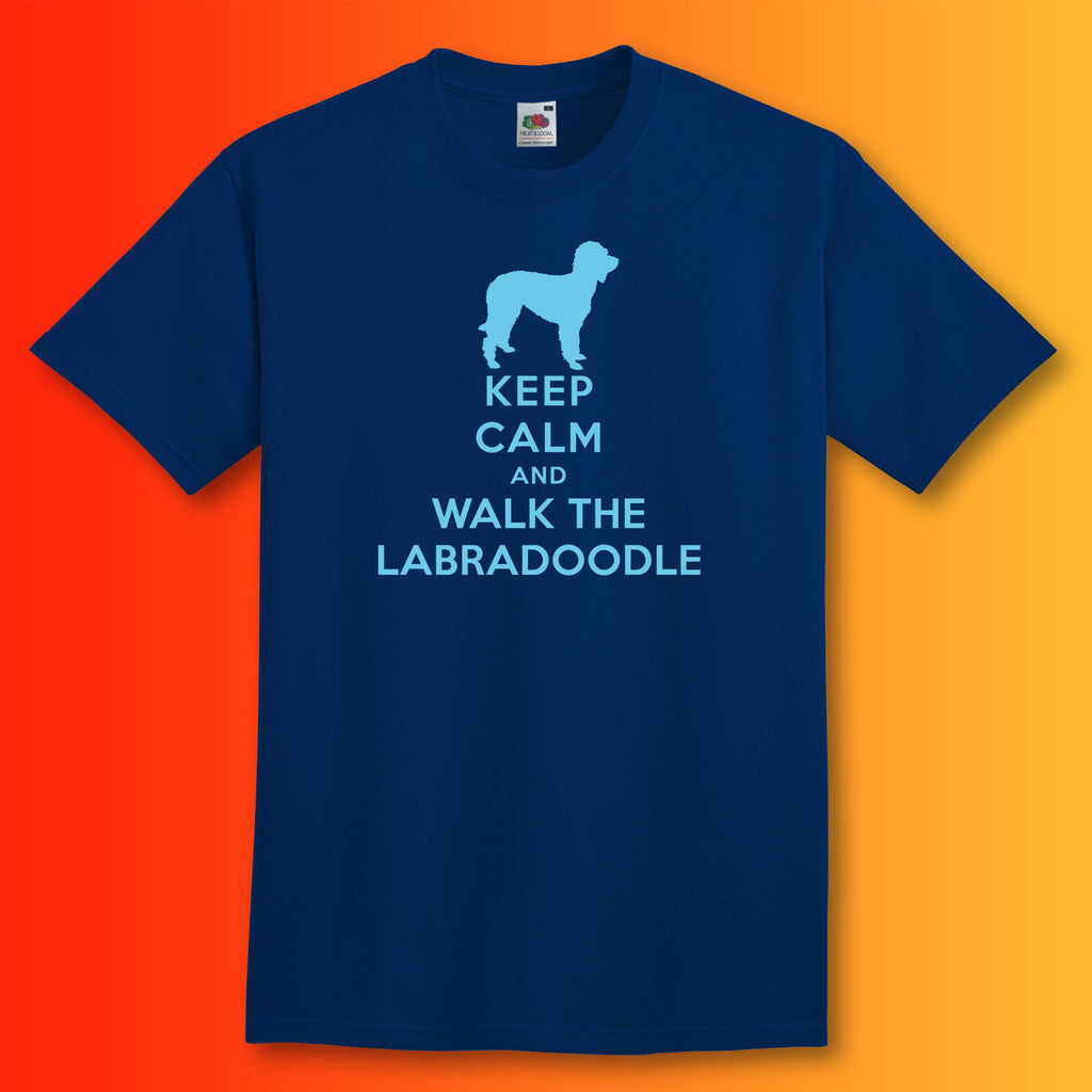 Keep Calm and Walk The Labradoodle T-Shirt Navy