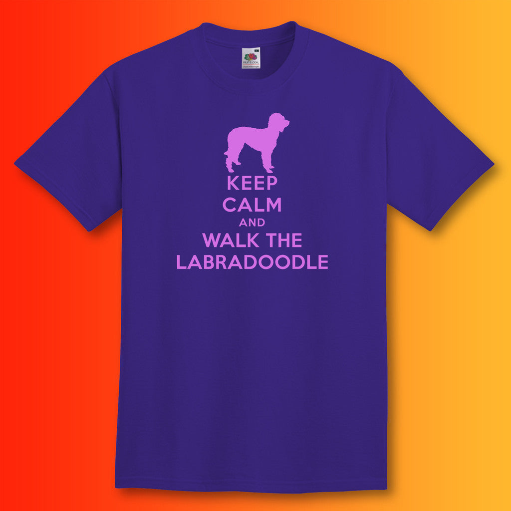 Keep Calm and Walk The Labradoodle T-Shirt Purple