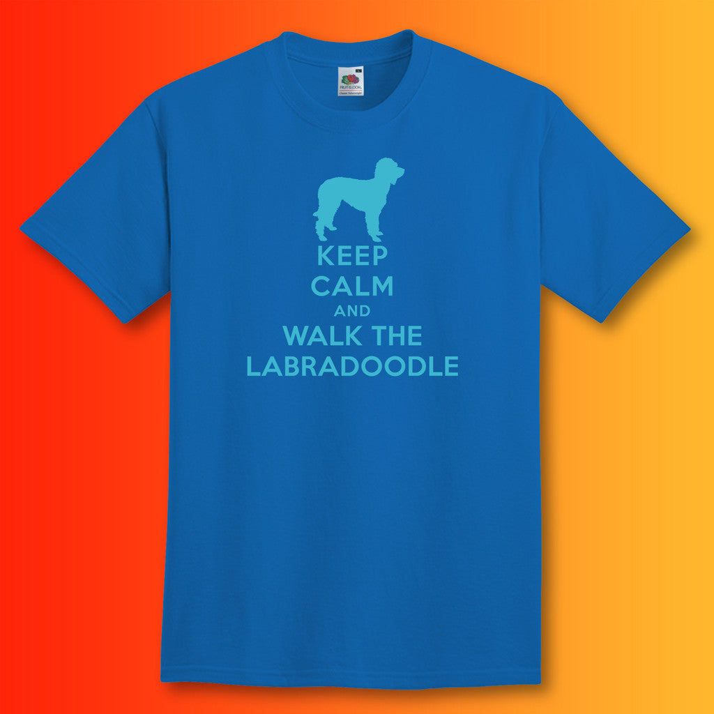 Keep Calm and Walk The Labradoodle T-Shirt Royal Blue