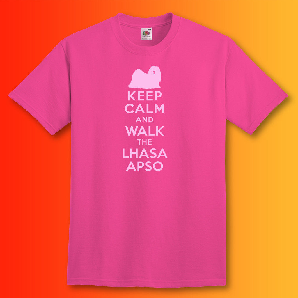 Keep Calm and Walk The Lhasa Apso T-Shirt Fuchsia