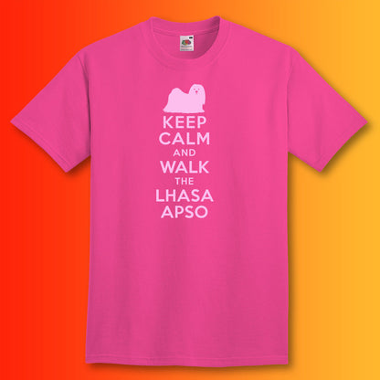 Keep Calm and Walk The Lhasa Apso T-Shirt Fuchsia