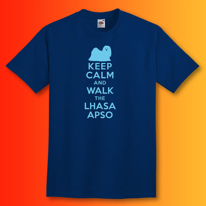 Keep Calm and Walk The Lhasa Apso T-Shirt Navy