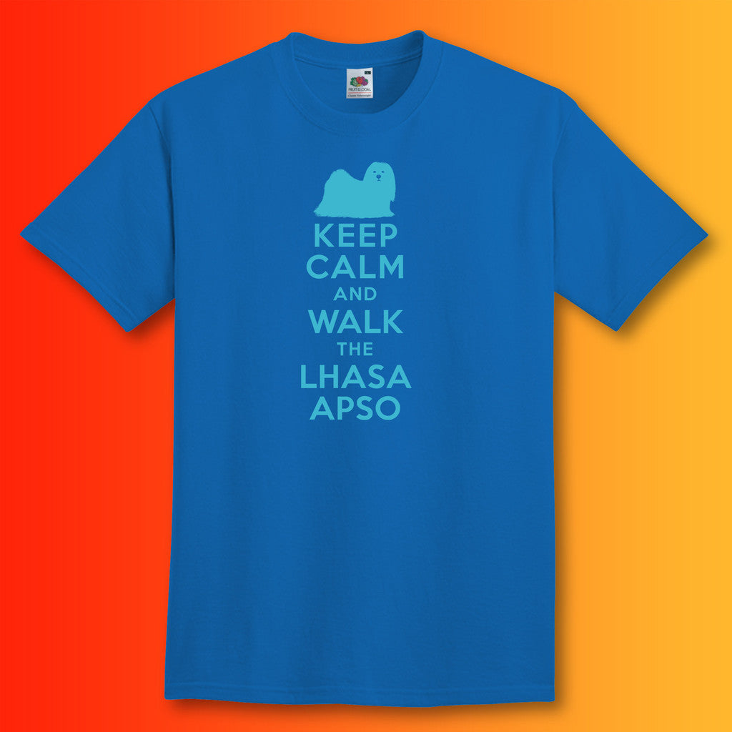 Keep Calm and Walk The Lhasa Apso T-Shirt Royal Blue