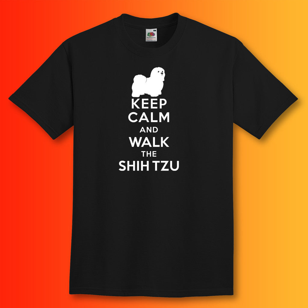 Keep Calm and Walk The Shih Tzu T-Shirt Black