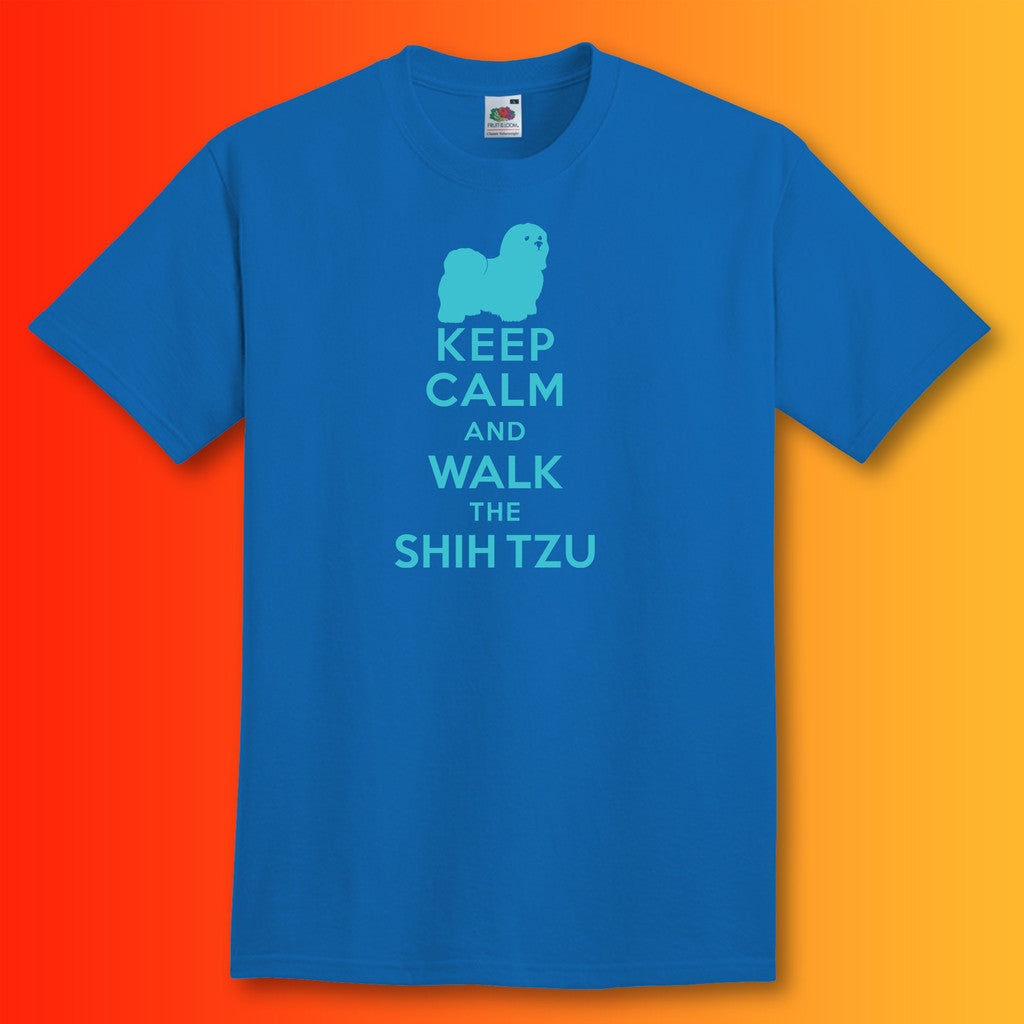 Keep Calm and Walk The Shih Tzu T-Shirt Royal Blue