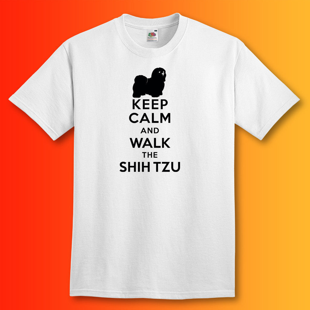 Keep Calm and Walk The Shih Tzu T-Shirt White
