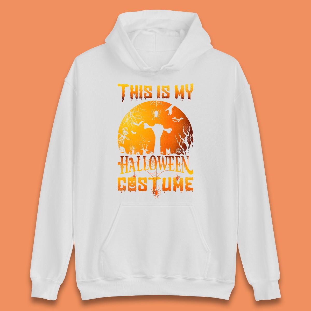 This Is My Halloween Costume Zombie Hand Rising Out Of A Graveyard & Holding Bone In Spooky Night Unisex Hoodie
