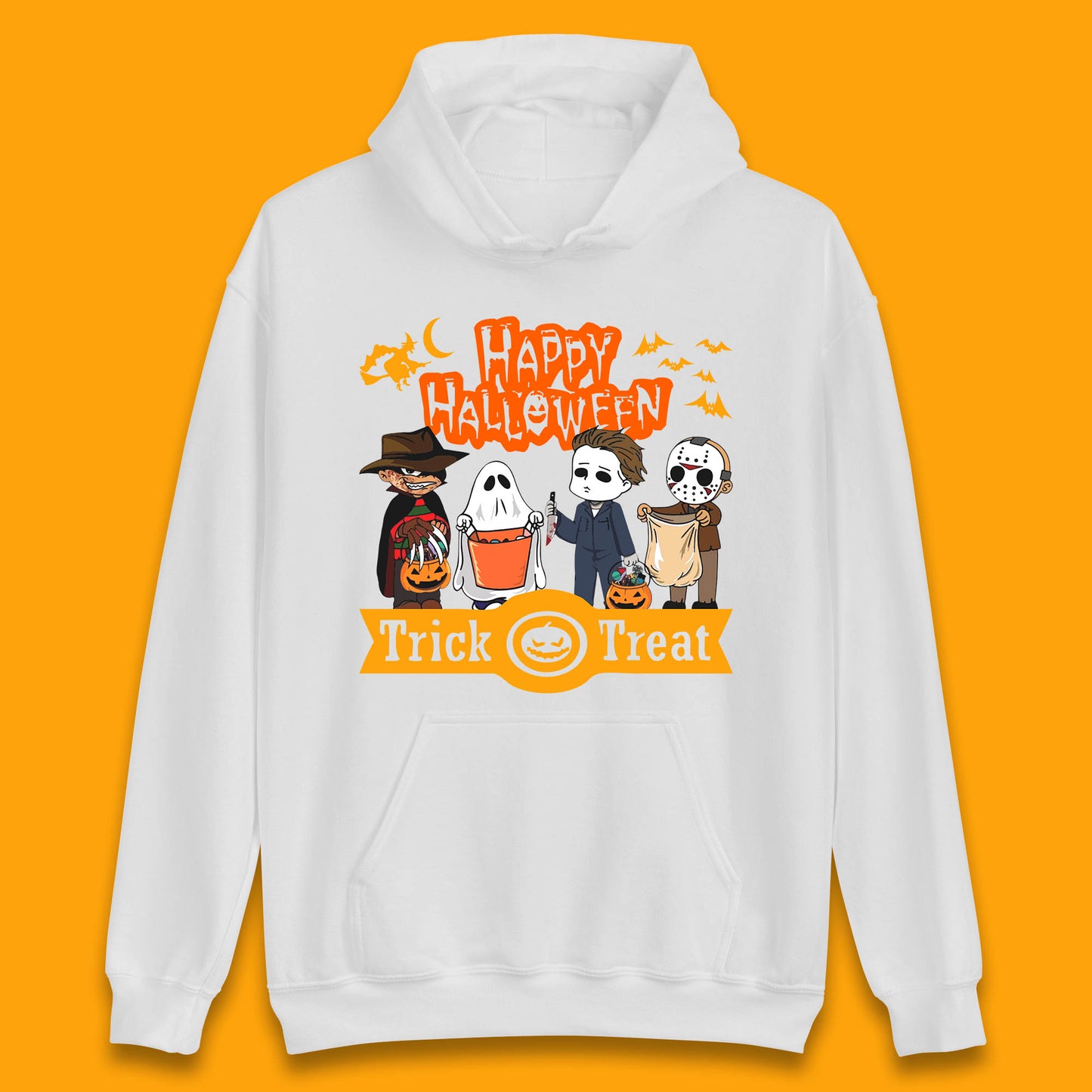 Happy Halloween Trick Or Treat Chibi Horror Movie Characters Killer Unisex Hoodie