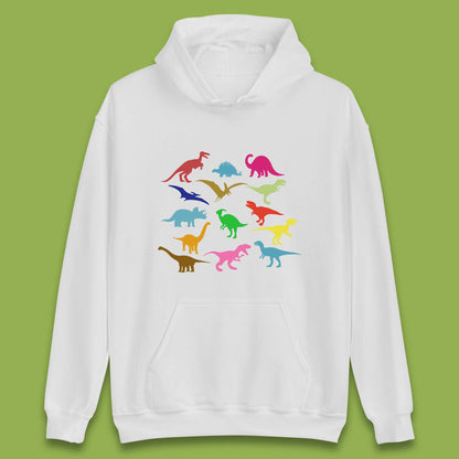 Colourful Dinosaurs Dino Fossil Dinosaurs Wild Nature Prehistoric Paleontology Velociraptor Unisex Hoodie