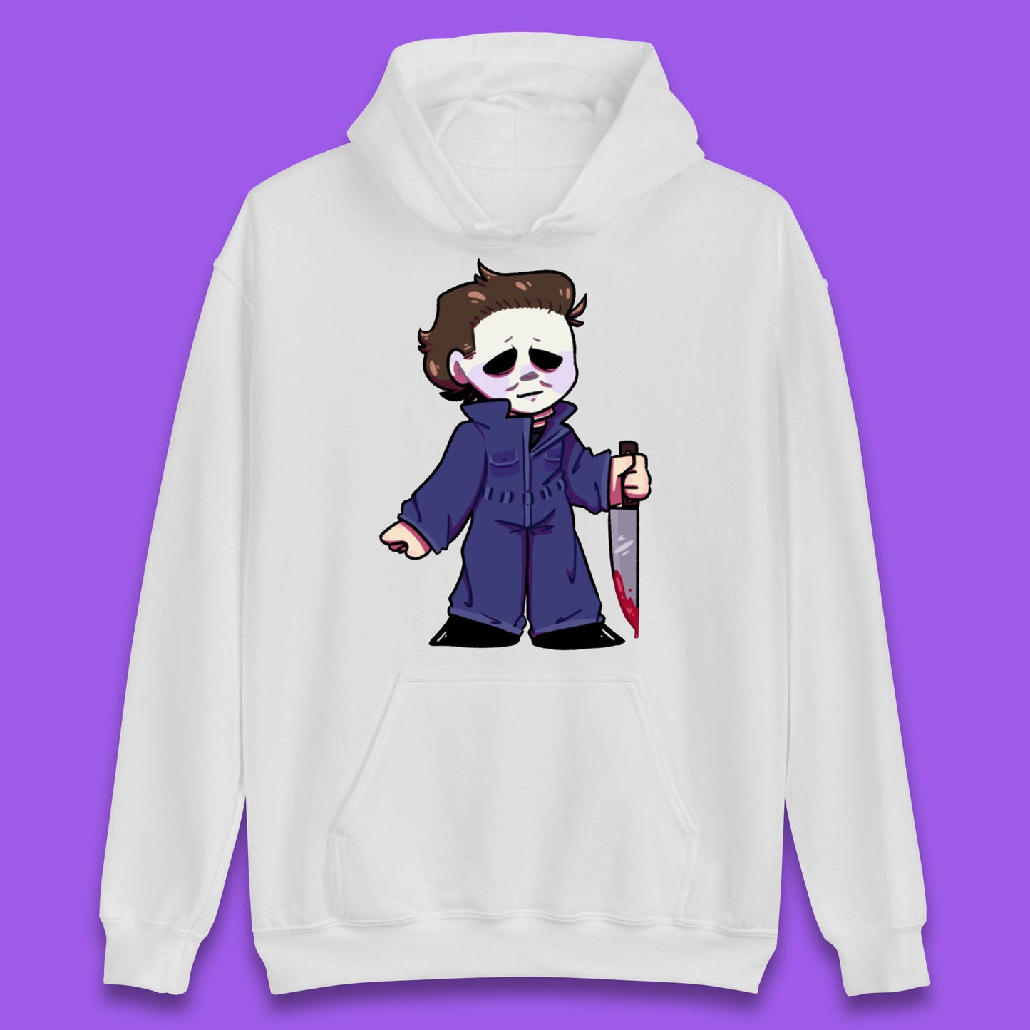 Chibi Michael Myers Holding Bloody Knife Halloween Serial Killer Horror Movie Character Unisex Hoodie