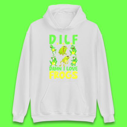 Dilf Damn I Love Frogs Funny Saying Animals Vintage Frog Lover Unisex Hoodie