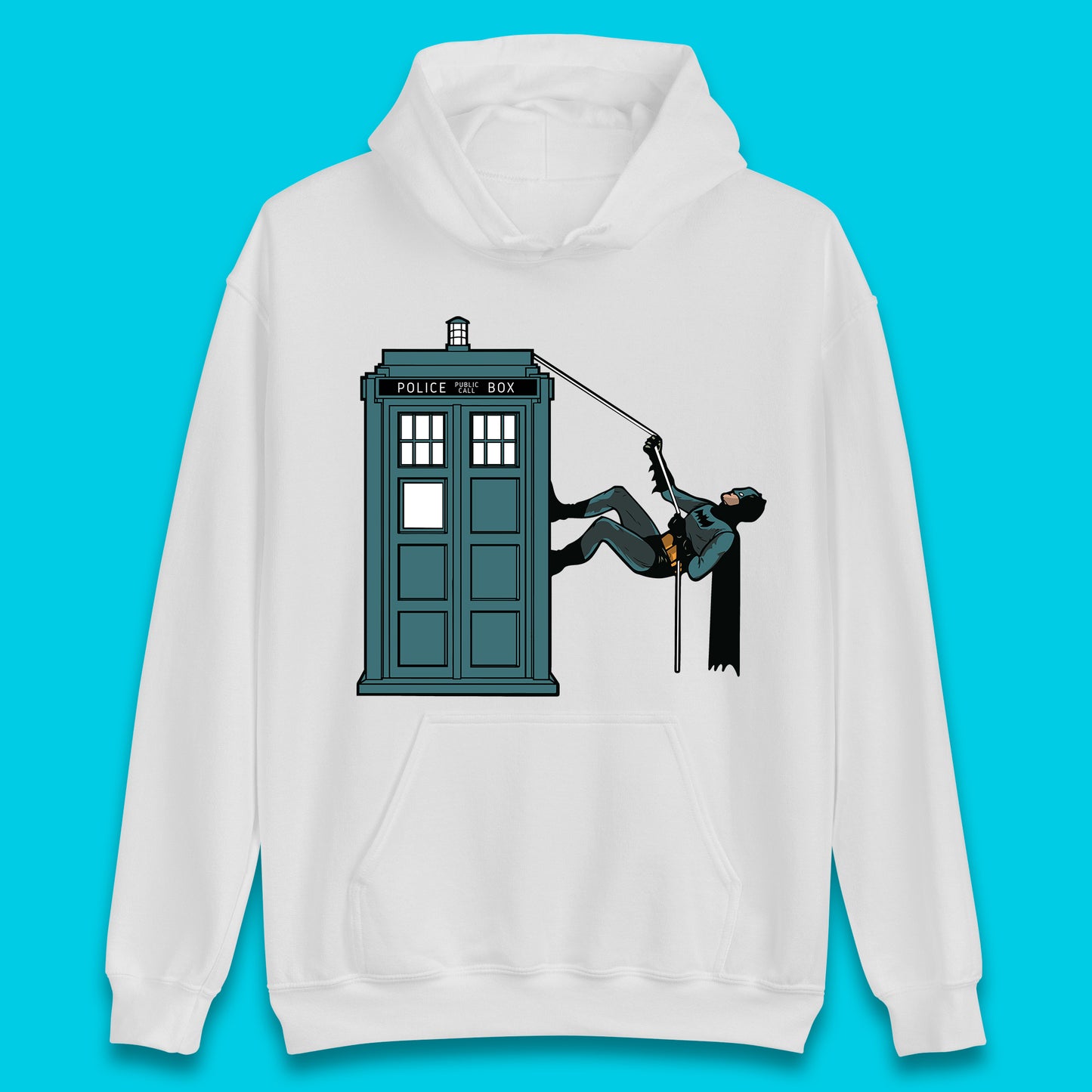 Batman Climbing Police Public Call Box DC Comics Superhero Movie Character Unisex Hoodie