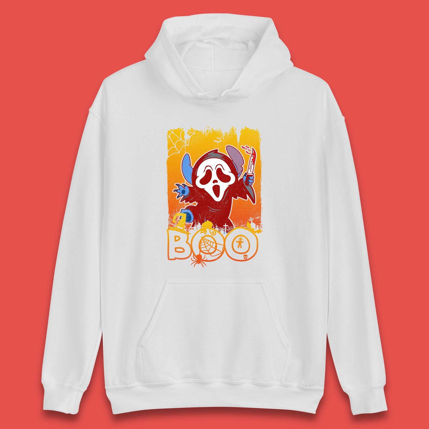 Stitch Scream Ghostface Disney Halloween Horror Movie  Disney Lilo & Stitch Unisex Hoodie