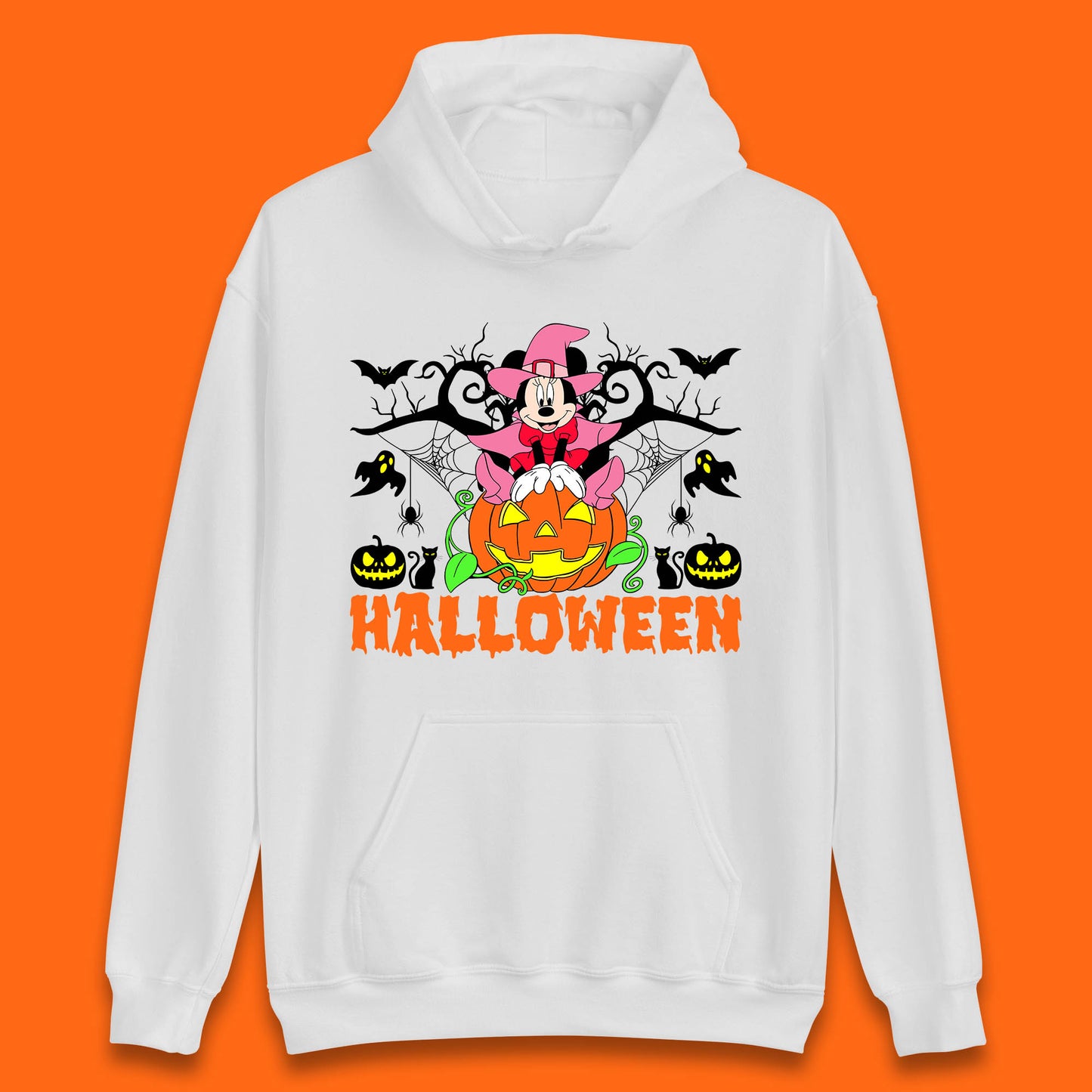 Disney Halloween Witch Minnie Mouse Sitting On Pumpkin Horror Scary Disneyland Trip Costume Unisex Hoodie