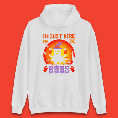 I'm Just Here For The Boos Halloween Boo Ghost Witch Hat Horror Scary Unisex Hoodie