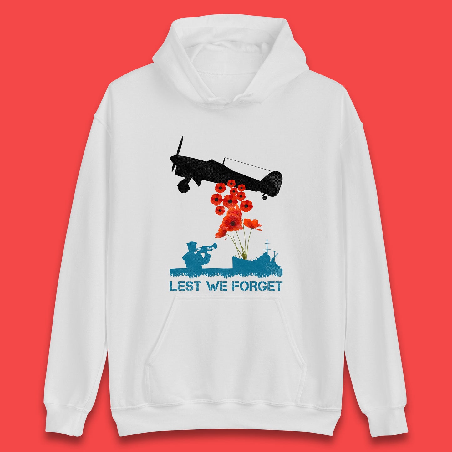 Lest We Forget Remembrance Day Veterans British Armed Forces Poppy Flower Royal Aircraft Unisex Hoodie