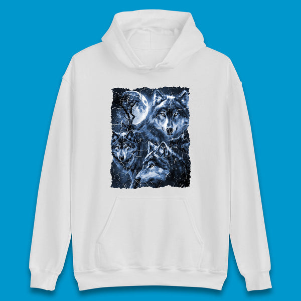 Wolf Family Howling 3 Wolf Moon Wild Free Wolves Three Gray Wolf Dog Animal The Mountain Unisex Hoodie