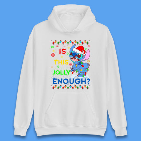 Is This Jolly Enough? Disney Christmas Funny Santa Stitch Xmas Lights Lilo And Stitch Unisex Hoodie