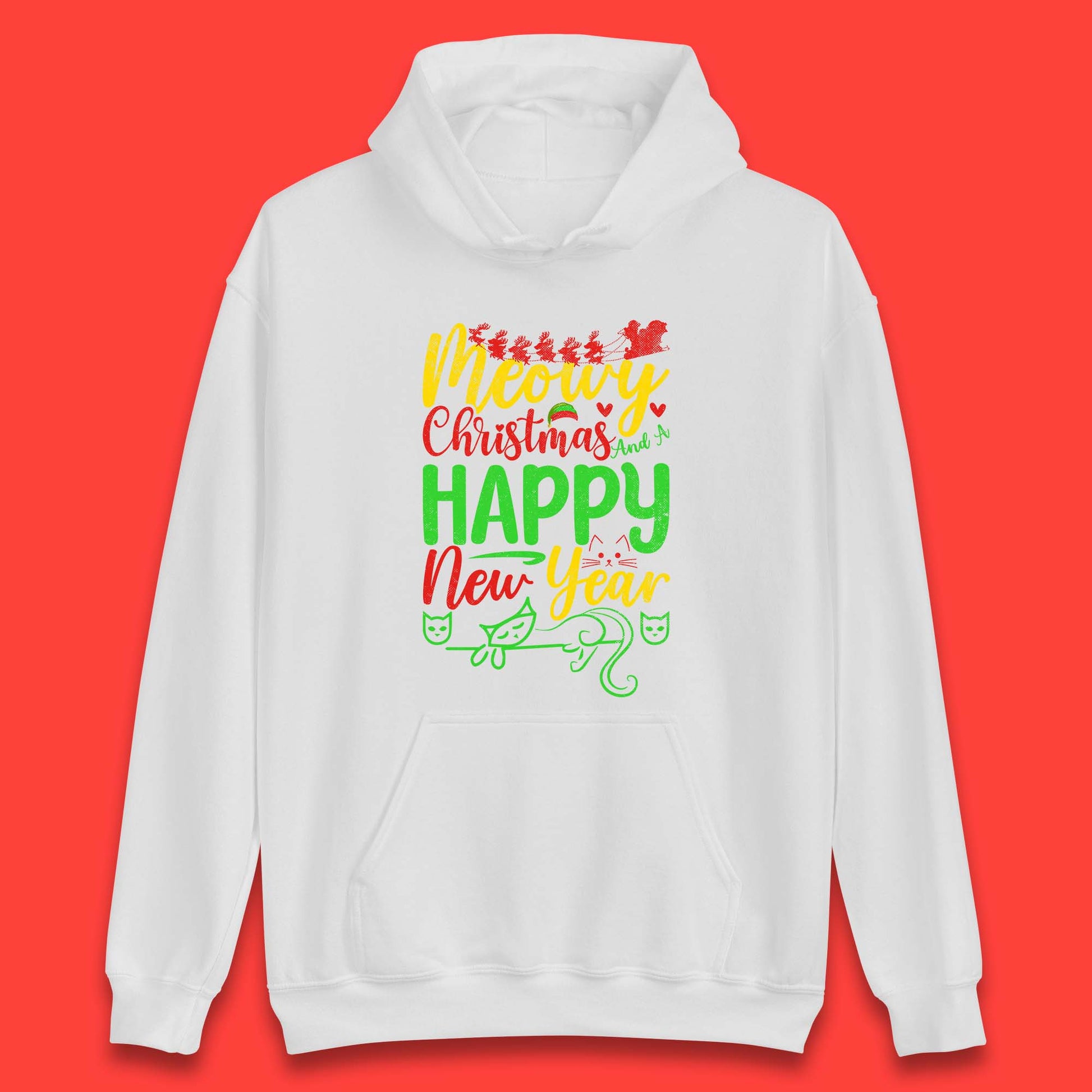 meowy christmas cat hoodie